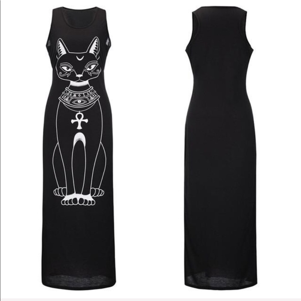 Mystical Sphinx Black Maxi Dress - Picture 4 of 4